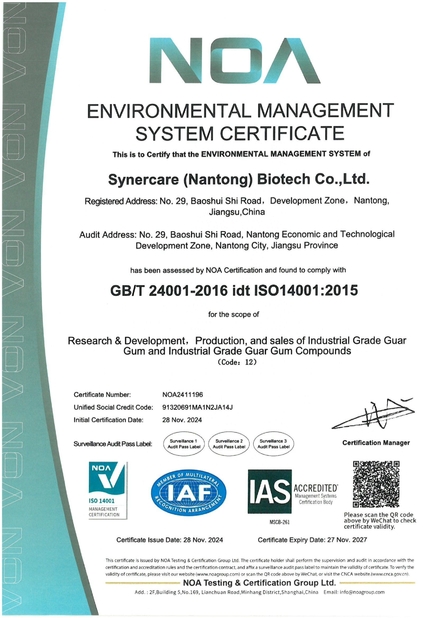 CHINA Synercare (Nantong) Biotech Co. Ltd Certificações
